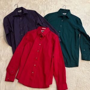 Van Heusen Dress Shirts in Forest Green, Crimson, and Plum